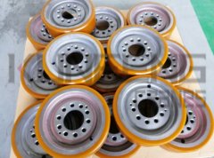 What is the composition of polyurethane coated wheels?